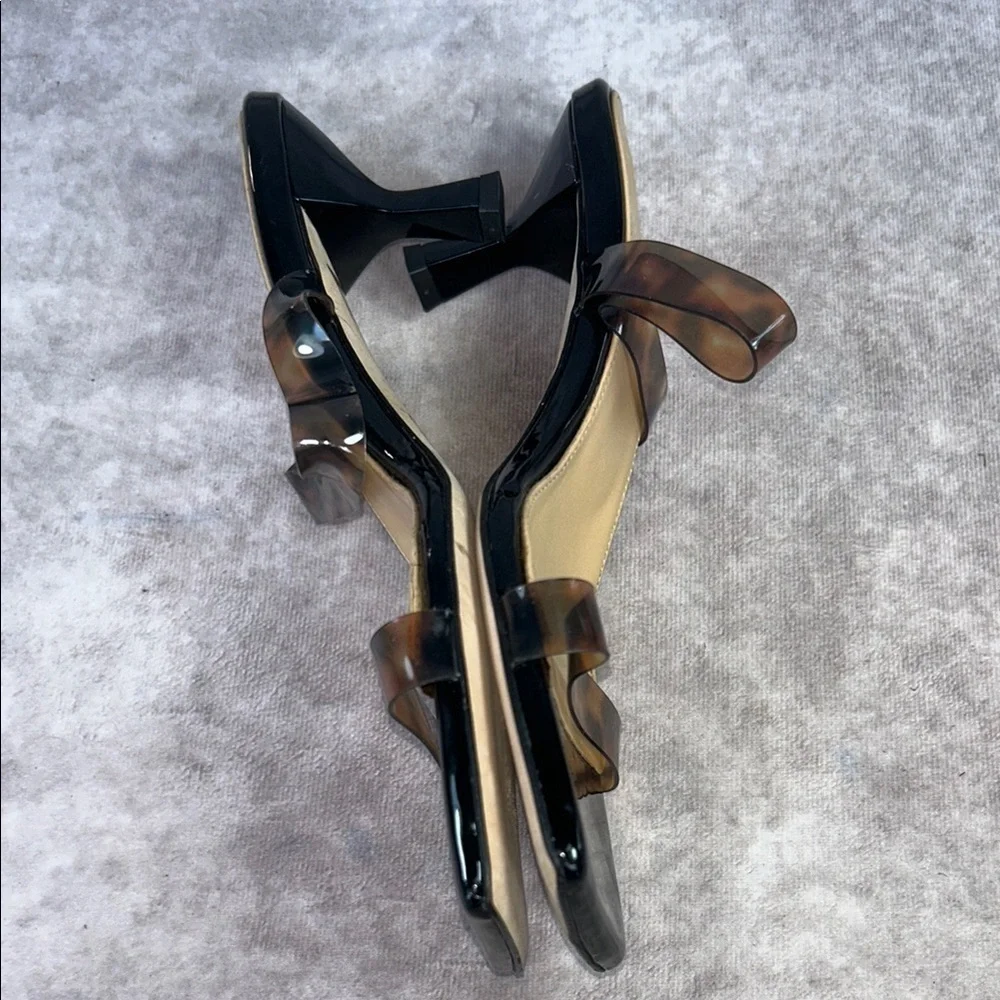 GUC Dear Frances Black Brown Tortoise Shell Rain Sandal EU 40